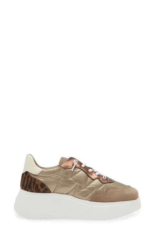 Shop Wonders Platform Sneaker In Taupe/gold/leo Combo