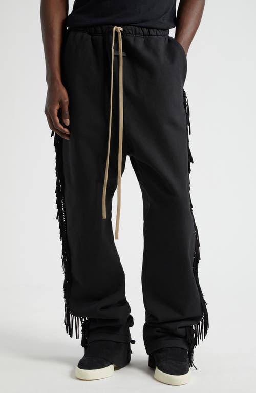 Fear of God Suede Fringe Cotton Sweatpants in Black at Nordstrom, Size Medium