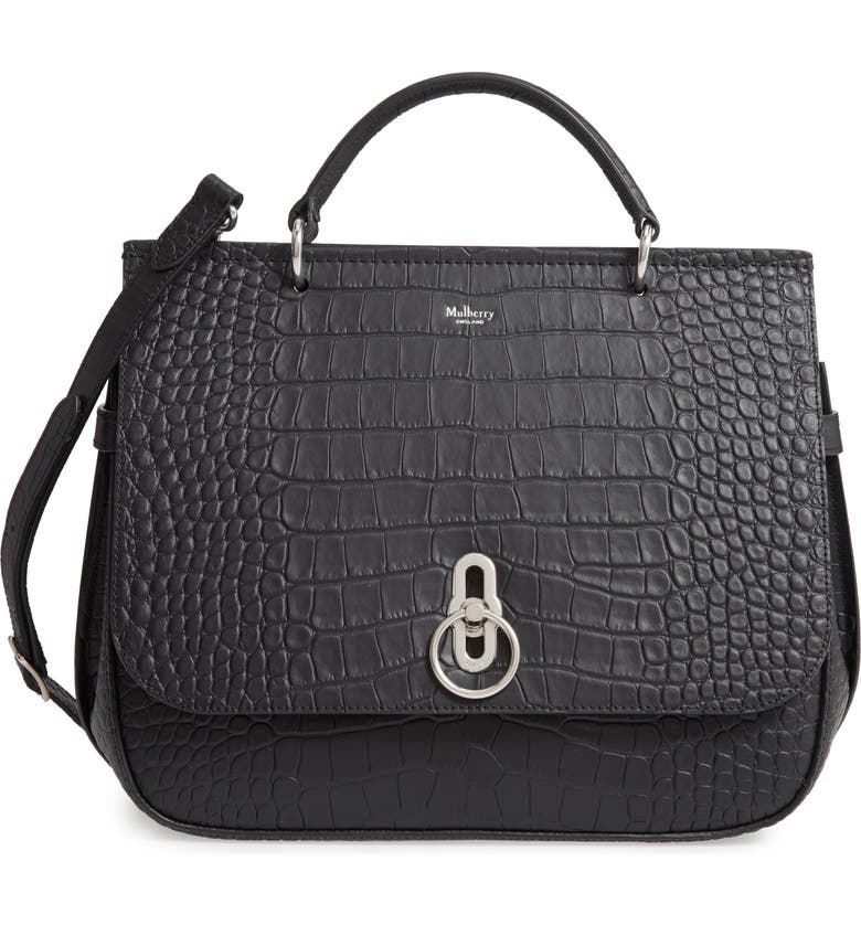 Mulberry Amberley Croc Embossed Leather Satchel | Nordstrom