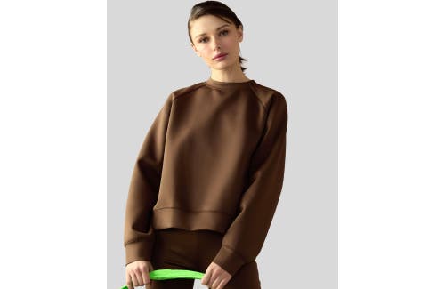 Shop Cynthia Rowley Bonded Pullover Sweatshirt In Brown