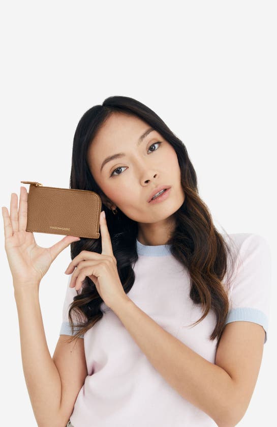 Maison De Sabre Maison De Sabré Leather Zip Card Holder In Sandstone Brown