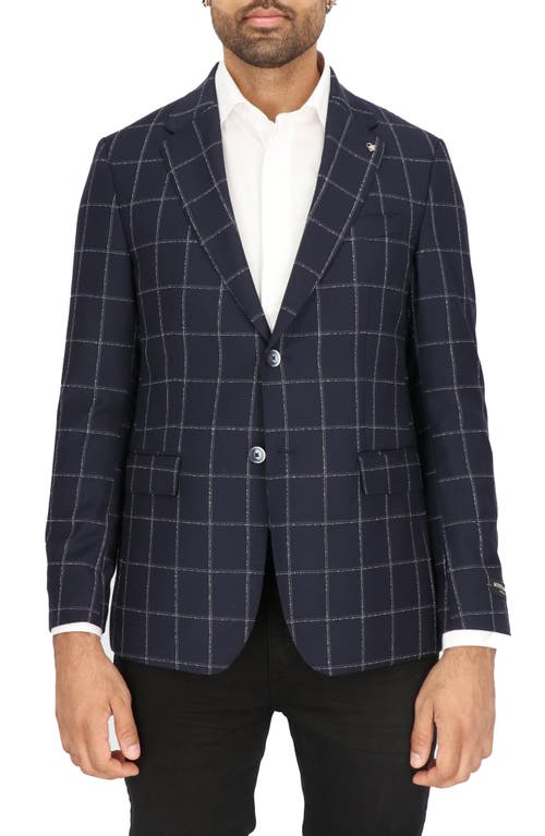 Scotch & Soda Navy Windowpane Check Wool Sport Coat in Navy Grey Windowpane 