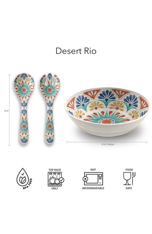 Tarhong Desert Rio Melamine Serving Bowl In White Multi