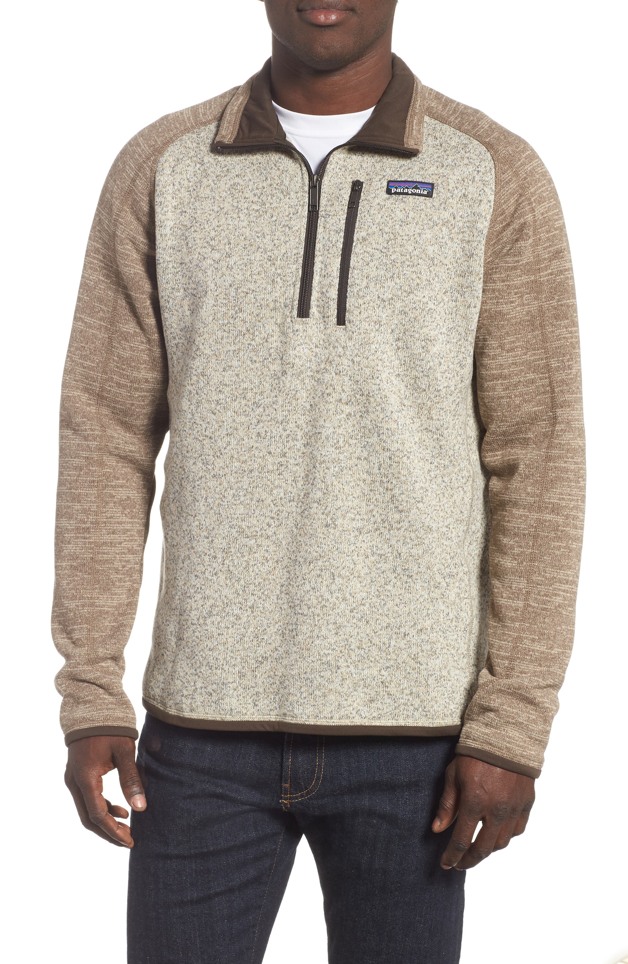 Patagonia Better Sweater Quarter Zip Fleece Lined Pullover, Beige