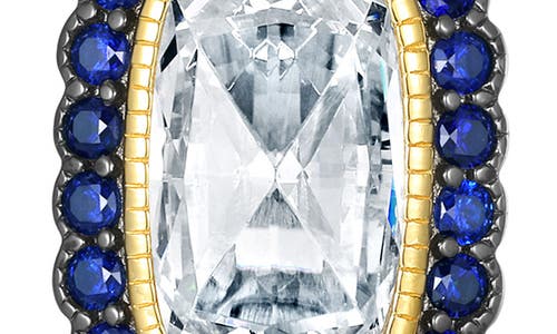 Lafonn Art Deco Simulated Diamond Halo Stud Earrings In Blue/gold