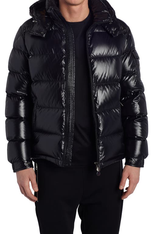 Shop Moncler Maya Lacquered Down Jacket In Black/black