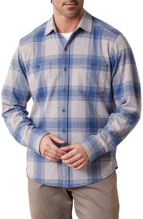 Tommy Bahama Fireside Newport Plaid Knit Button-Up Shirt Dockside Blue at Nordstrom,