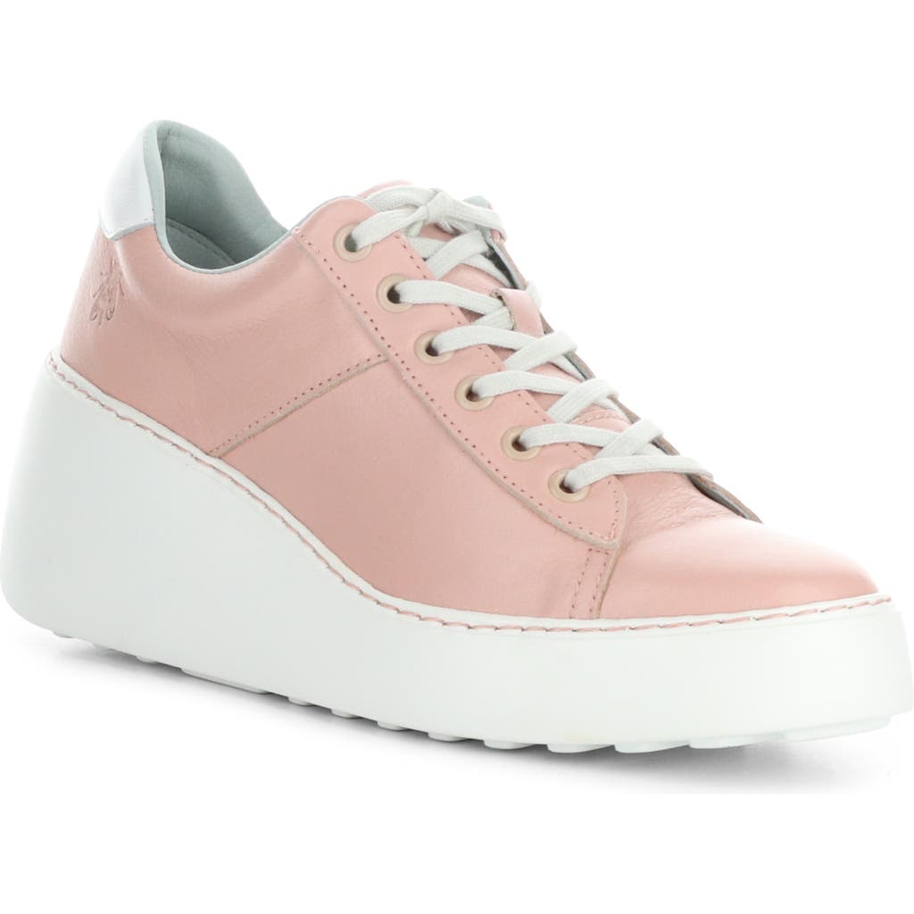 Fly London Delf Platform Wedge Sneaker In 015 Pink/white Velve