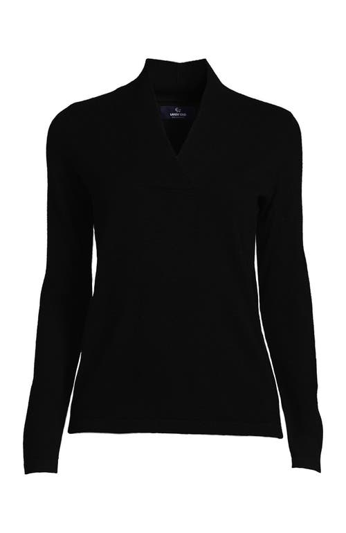 Shop Lands' End Cashmere Shawl Neck Sweater In Black