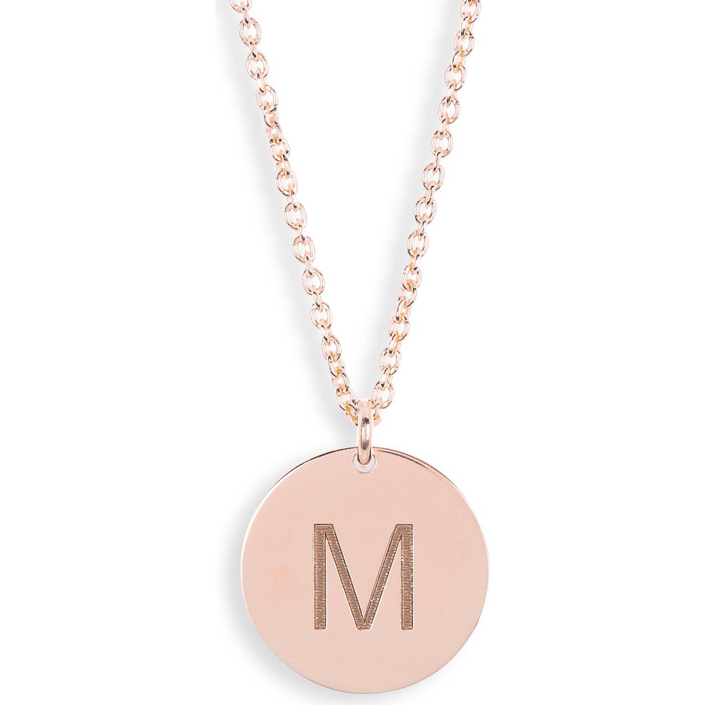 Meshmerise Initial Disc Pendant Necklace In Rose-m