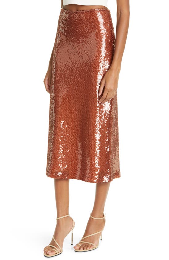 A.l.c Reese Sequined Skirt In Brown
