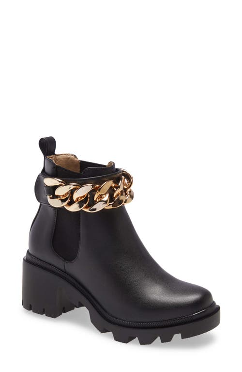 Steve Madden Amulet Chain Bootie in Black Leather