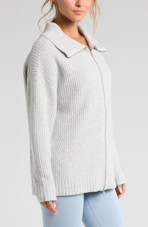 Shop Zella Cozy Knit Zip-up Cardigan In Grey Light Heather