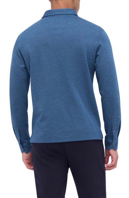 Shop Bugatchi Long Sleeve Cotton Blend Polo In Teal