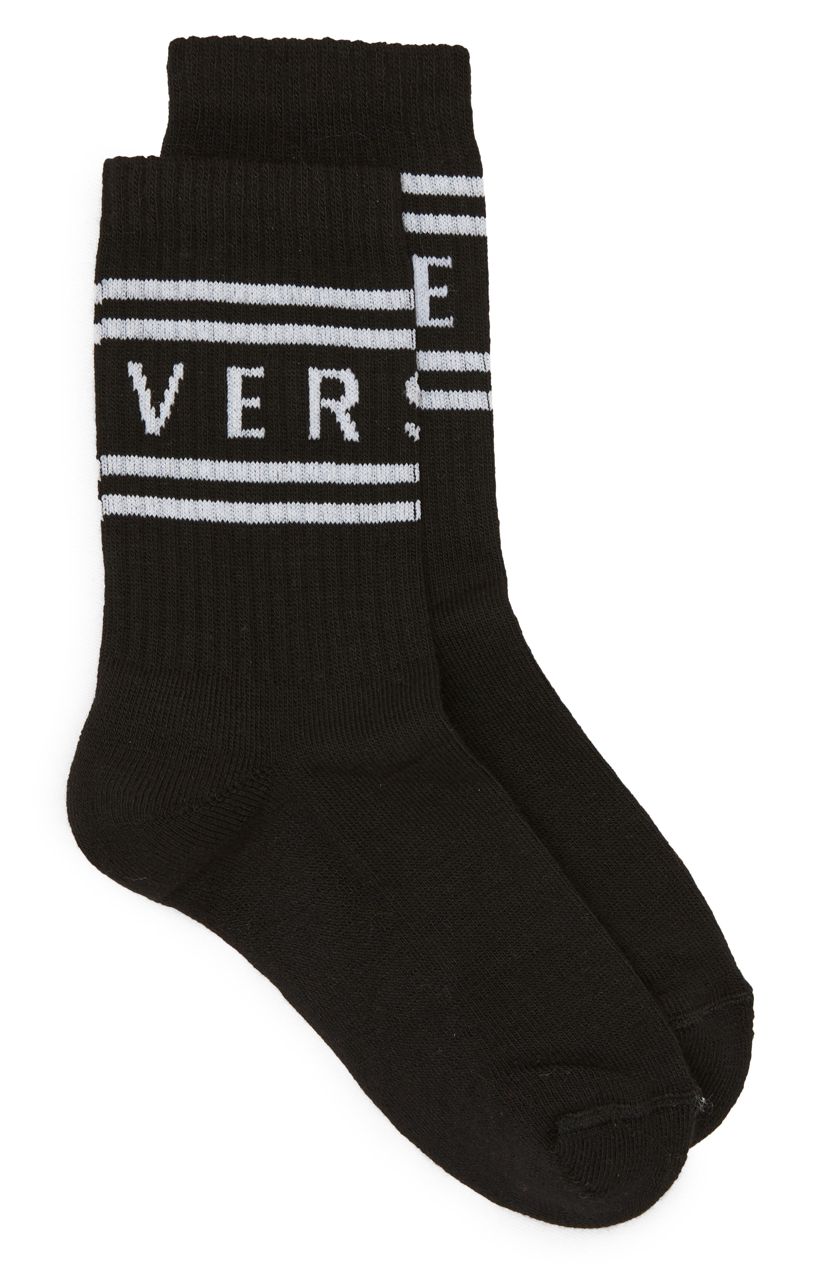 Versace Kids' Logo Crew Socks in 2B020 Nero Bianco at Nordstrom, Size Small Us