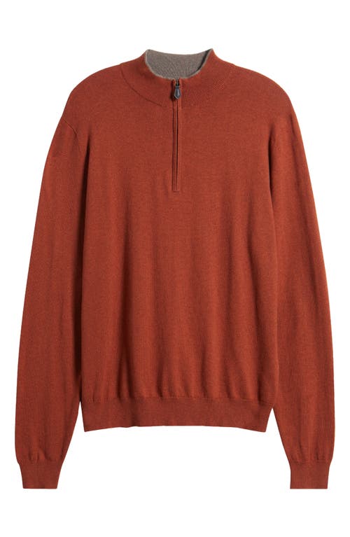 Shop Scott Barber Cotton & Cashmere Quarter Zip Sweater In Spice