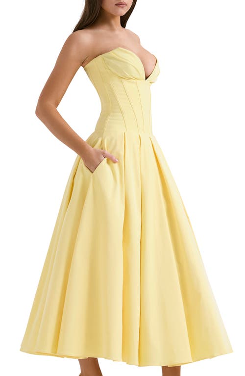 House Of Cb Lady E Strapless Corset Gown In Sunshine