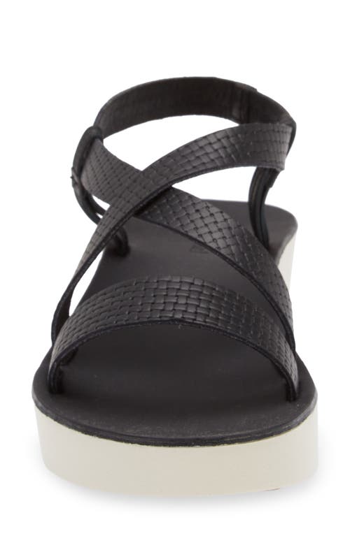 Olukai Onohi Strappy Platform Sandal In Black/white Sand