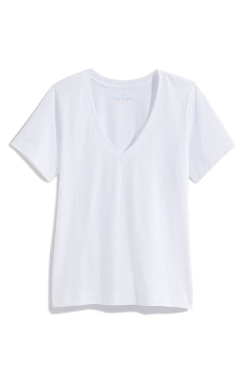 Clean Jersey V-Neck T-Shirt in White Cap