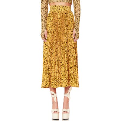 Afrm Dilan Pleated Midi Skirt, Yellow