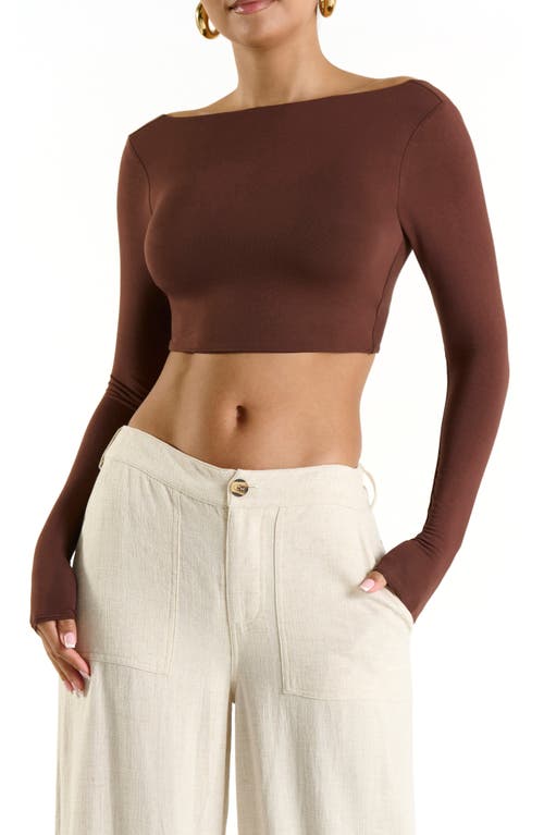 Shop N By Naked Wardrobe Too Smooth Crop Top In Chocolate