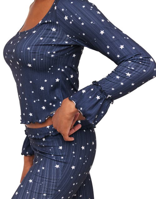 Adore Me Audra Pajama Long Sleeve Top & Legging Set In Novelty Blue