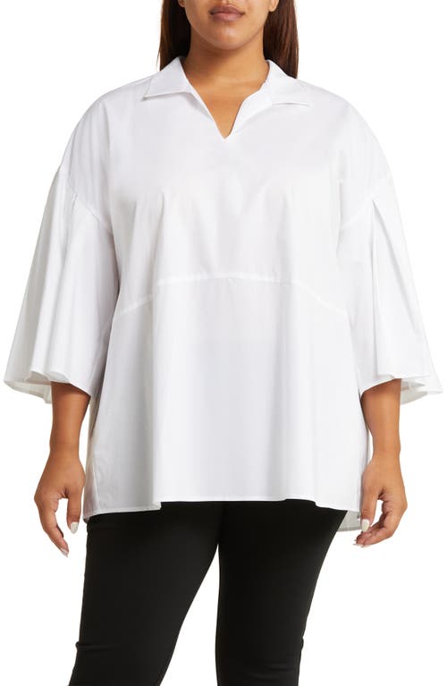 Maureen Cotton Poplin Tunic Shirt in White