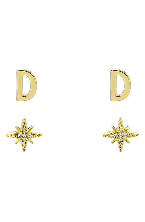 Panacea Initial Starburst Set of 2 Stud Earrings in Gold-D at Nordstrom