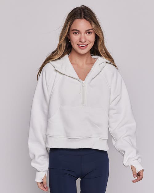 Shop Rebody Active Effortless Fleece Half Zip Hoodie In Brilliant White