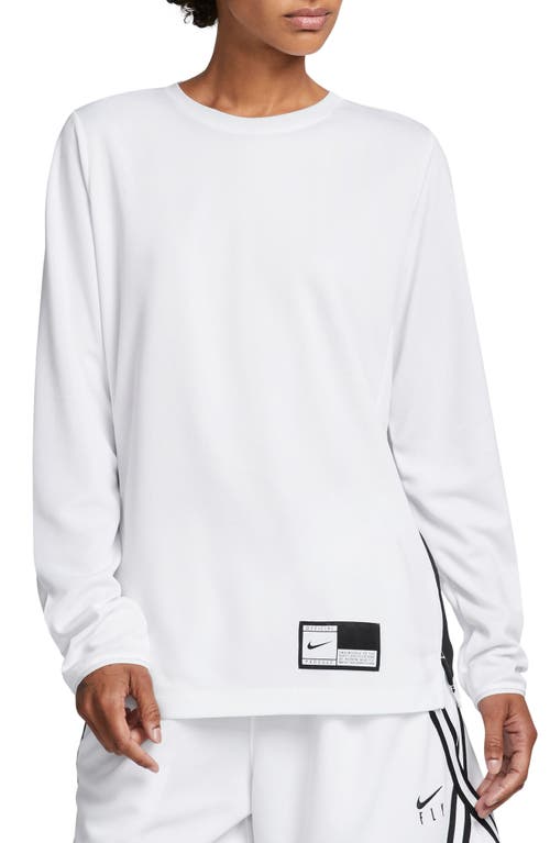 Nike Dri-fit Long Sleeve Mesh Basketball T-shirt In White/black/black