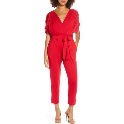 Fraiche By J Open Back Jumpsuit, Red