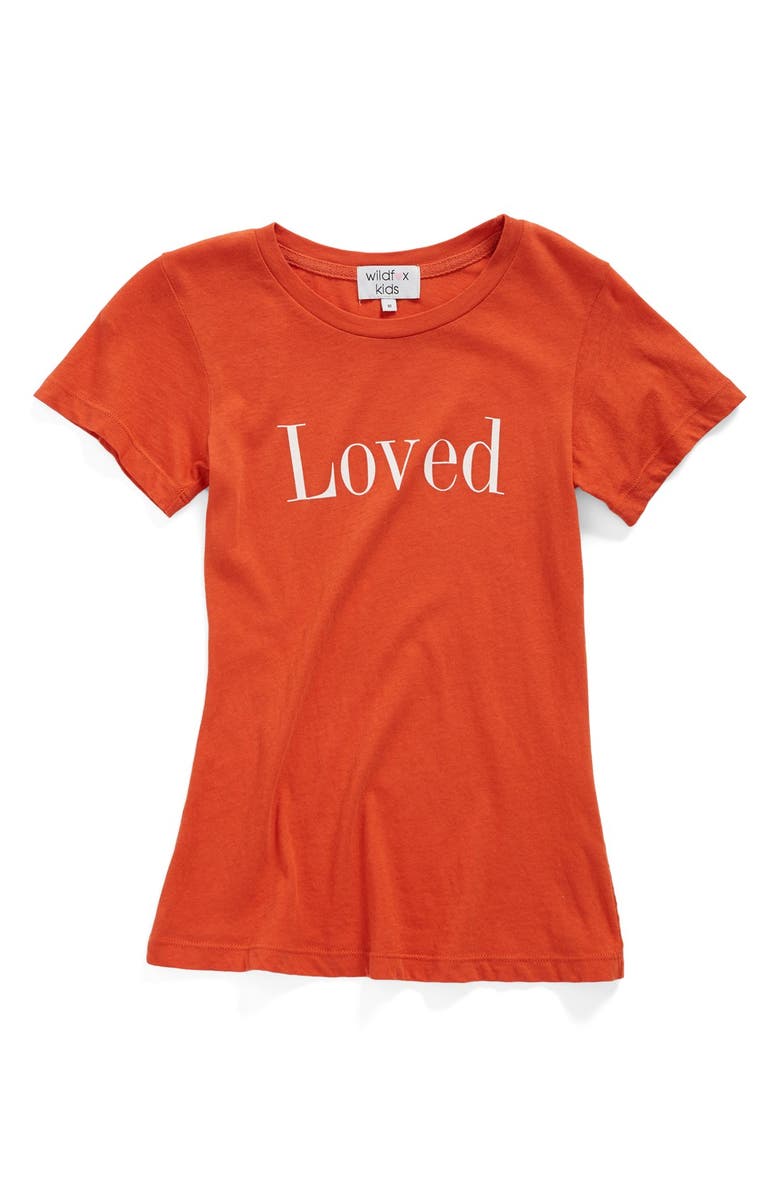 WILDFOX 'Loved' Graphic Cotton Tee, Main, color, INDIA RED
