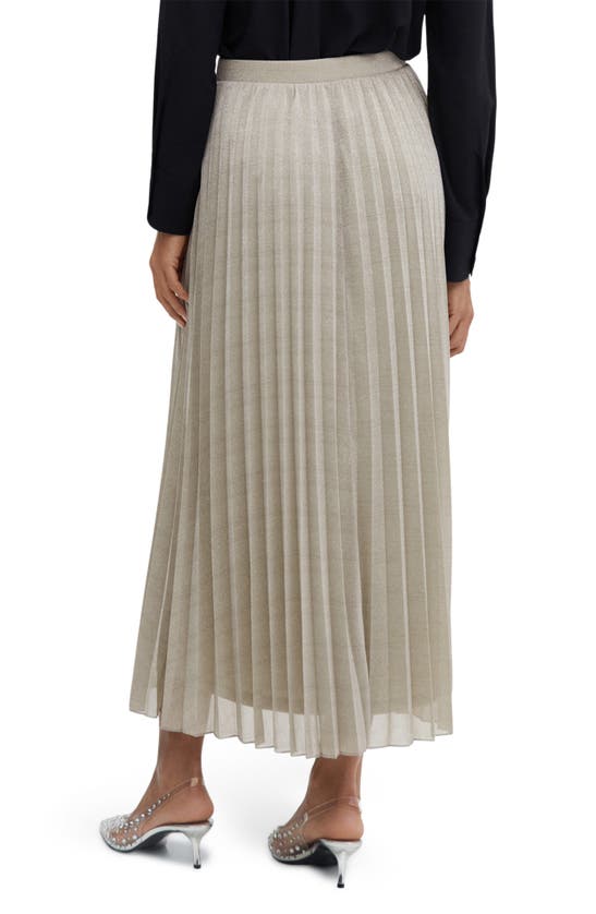 Mango Metallic Pleated Skirt In Silver