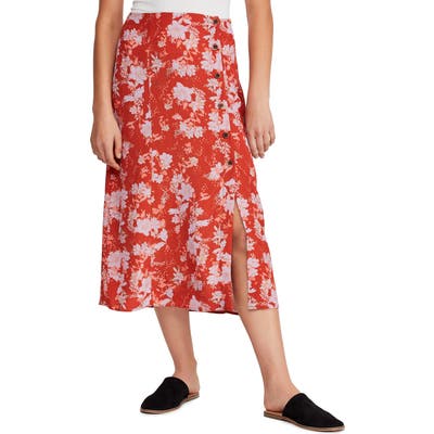 Free People Retro Love Midi Skirt, Red