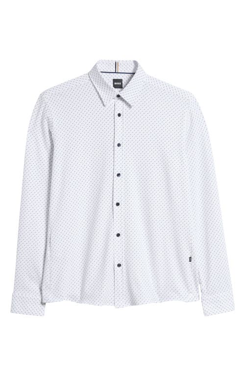 Shop Hugo Boss Boss Roan Kent Stretch Cotton Button-up Shirt In White