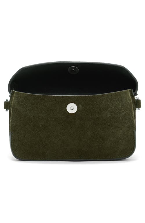 Shop Allsaints Zoe Suede Crossbody Bag In Olive Green