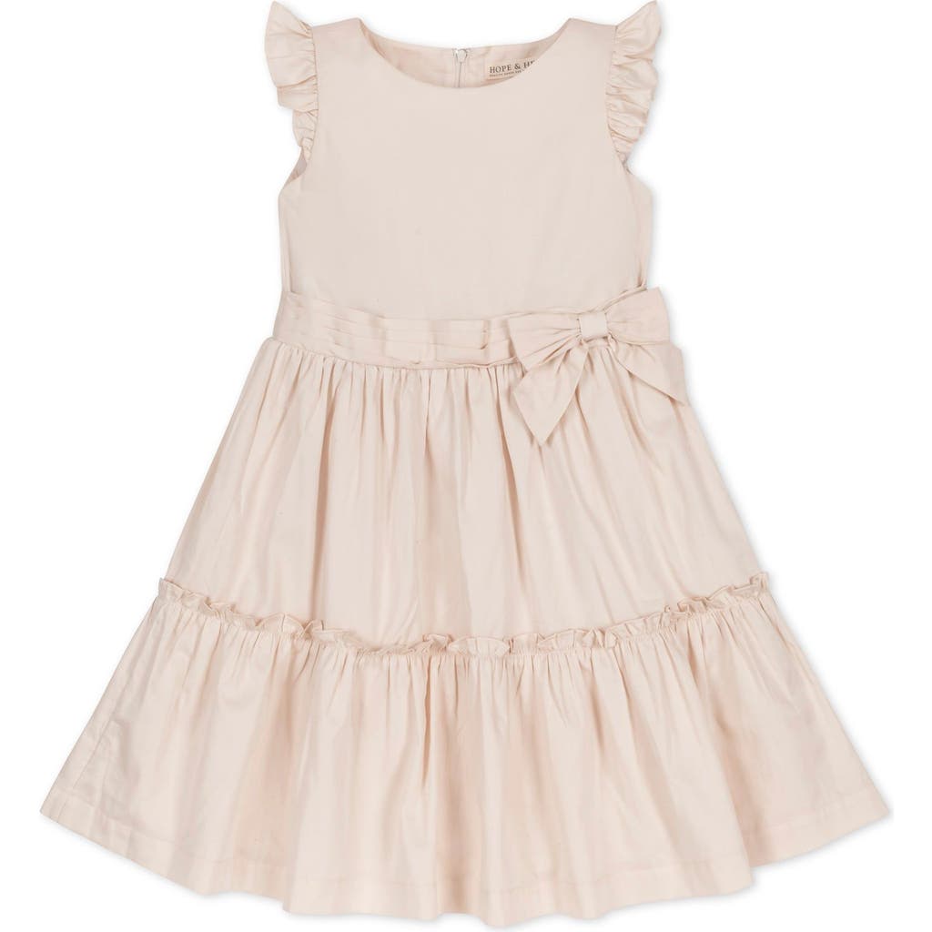 Hope & Henry Girls' Organic Tiered Sateen Party Dress, Toddler In Ecru Sateen