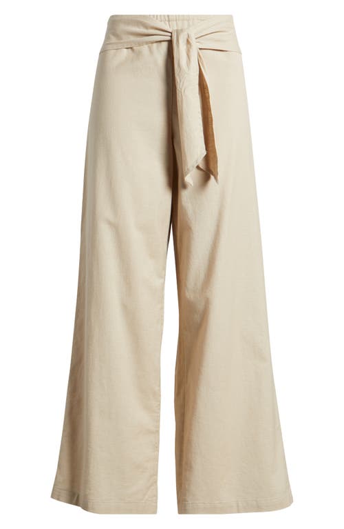 BEACHLUNCHLOUNGE BEACHLUNCHLOUNGE FLORENCIA TIE WAIST WIDE LEG COTTON & LINEN PANTS