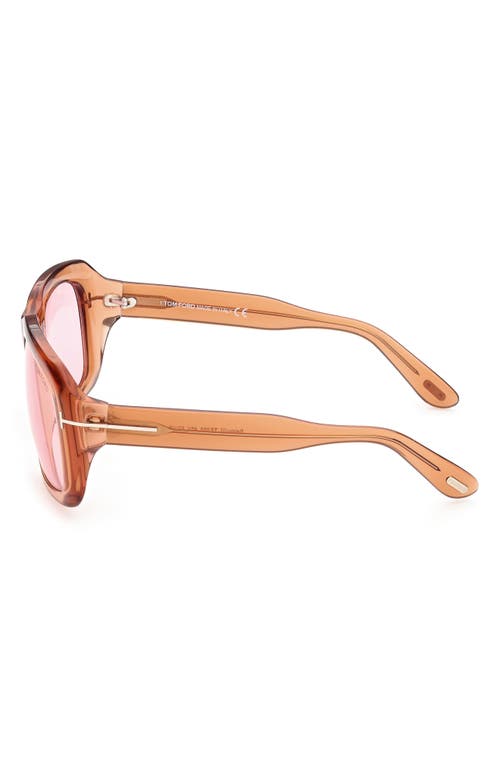 Tom Ford 57mm Square Sunglasses In Shiny Light Brown/violet