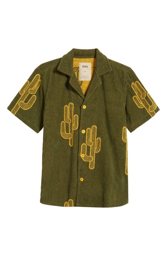 Shop Oas Mezcal Terry Cloth Camp Shirt In Green