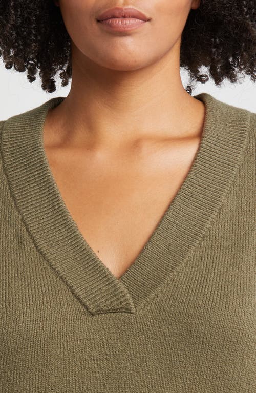 Shop Treasure & Bond Oversize V-neck Sweater In Olive Kalamata