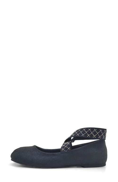 Reaction Kenneth Cole Elizabeth Elastic Strap Ballet Flat In Midnight Micro