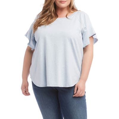 Plus Size Karen Kane Ruffle Sleeve Top, Blue