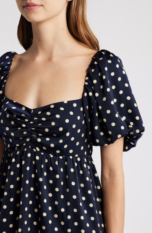 Shop Chelsea28 Ruched High-low Dress In Navy Dot