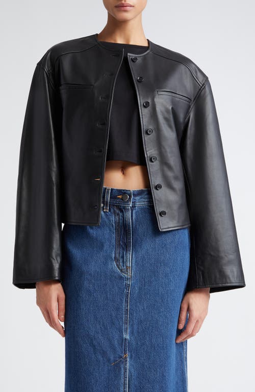 Leather Crop Jacket in Black