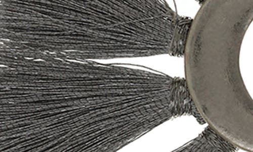 Olivia Welles Alanna Geometric Fringe Fan Drop Earrings In Worn Silver/grey