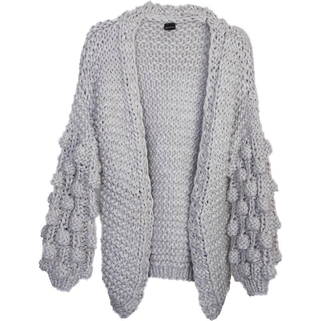 Saachi Pompom Knit Cardigan In Grey