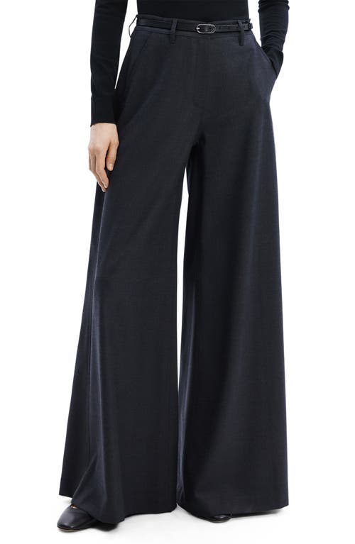 Shop Theory Super Wide Leg Pants In Charcoal Melange