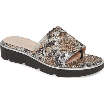 Patricia Green Snake Embossed Slide Sandal, White