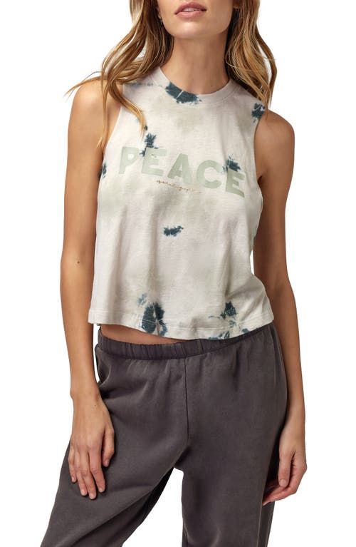 Spiritual Gangster Peace Tie Dye Graphic Crop Tank White Sand Glacier at Nordstrom,